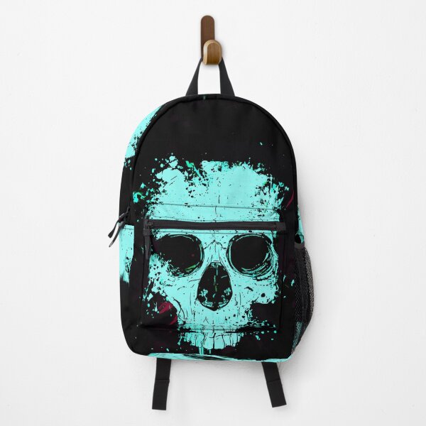 Item preview, Glowing Neon Cyan Splatter Skull Dark Art designed and sold by RamyGallery.