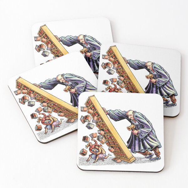 Item preview, angry giant judge tips over huge bookcase of law books onto a fleeing gay lesbian couple. designed and sold by LisaHaney.