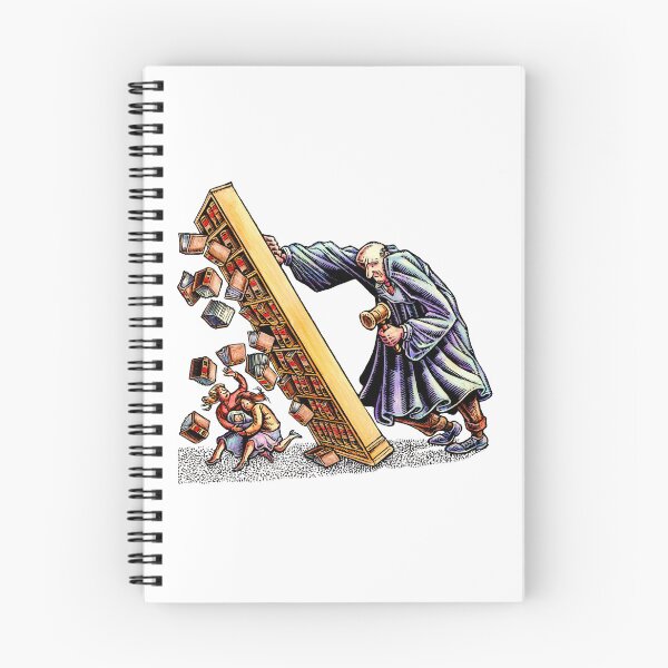 Item preview, angry giant judge tips over huge bookcase of law books onto a fleeing gay lesbian couple. designed and sold by LisaHaney.