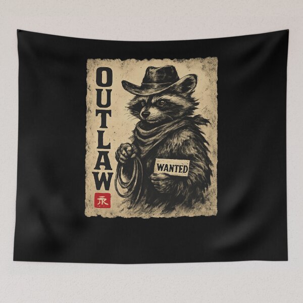 Item preview, Outlaw Raccoon Wanted Western Poster Art designed and sold by SiarheiYur.