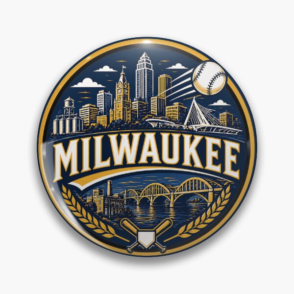 Item preview, Milwaukee Baseball City Logo – Lakefront Skyline Baseball T-shirt & Fan Gear designed and sold by TKOprintdesigns.