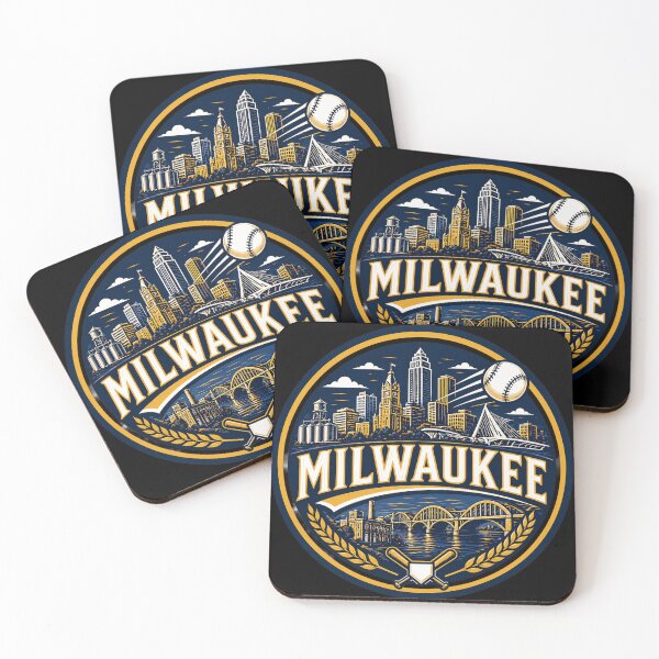 Item preview, Milwaukee Baseball City Logo – Lakefront Skyline Baseball T-shirt & Fan Gear designed and sold by TKOprintdesigns.