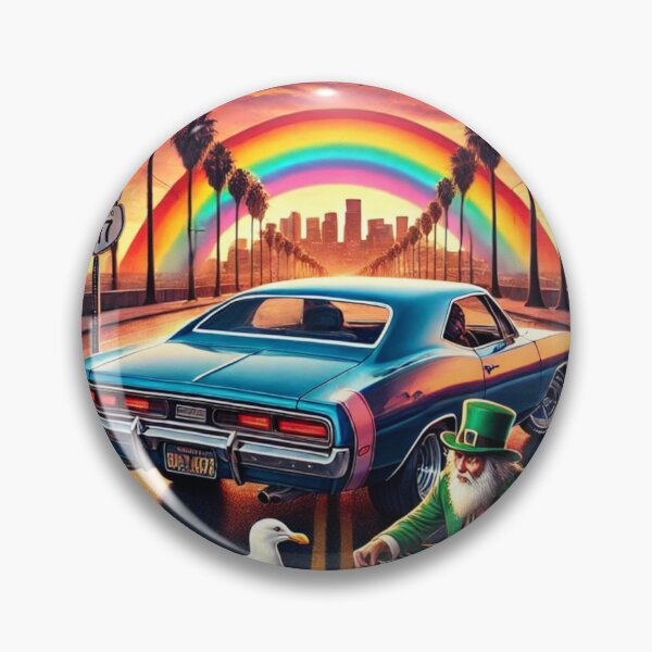 Item preview, St Patricks Day Classic Car Rainbow Irish Art designed and sold by InkNovaLab.