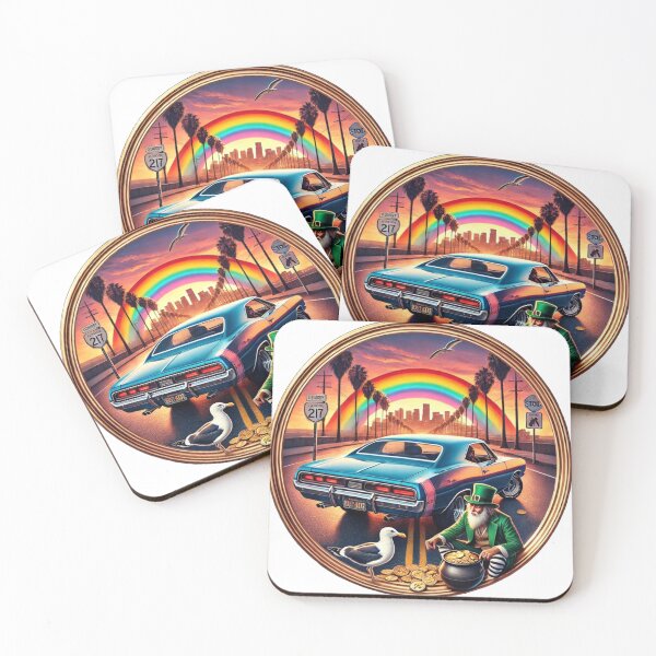 Item preview, St Patricks Day Classic Car Rainbow Irish Art designed and sold by InkNovaLab.