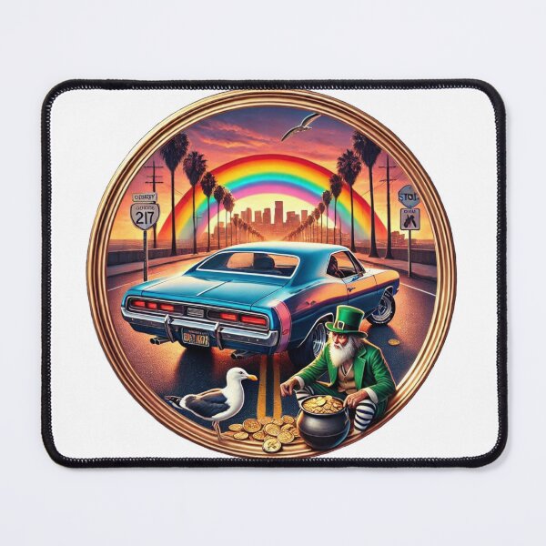 Item preview, St Patricks Day Classic Car Rainbow Irish Art designed and sold by InkNovaLab.