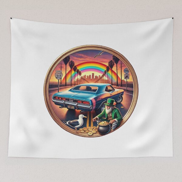 Item preview, St Patricks Day Classic Car Rainbow Irish Art designed and sold by InkNovaLab.