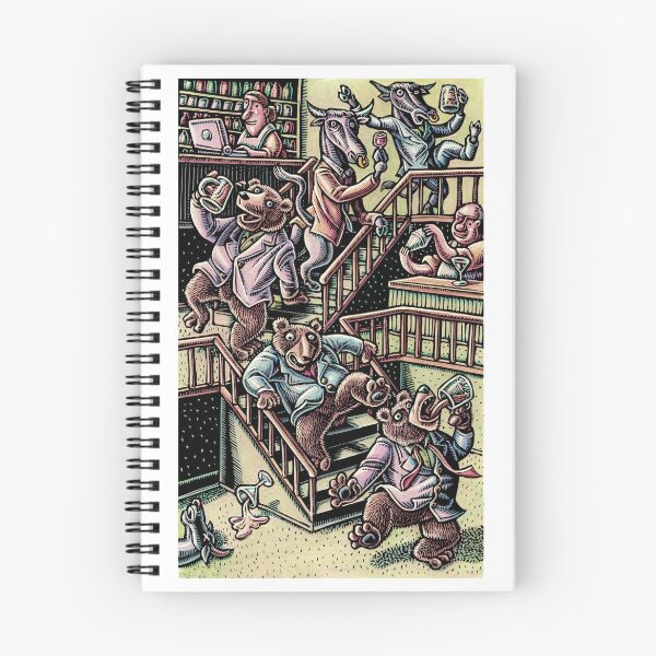 Item preview, Drunk bears falling down stairs in tavern as bulls ascend smoothly designed and sold by LisaHaney.