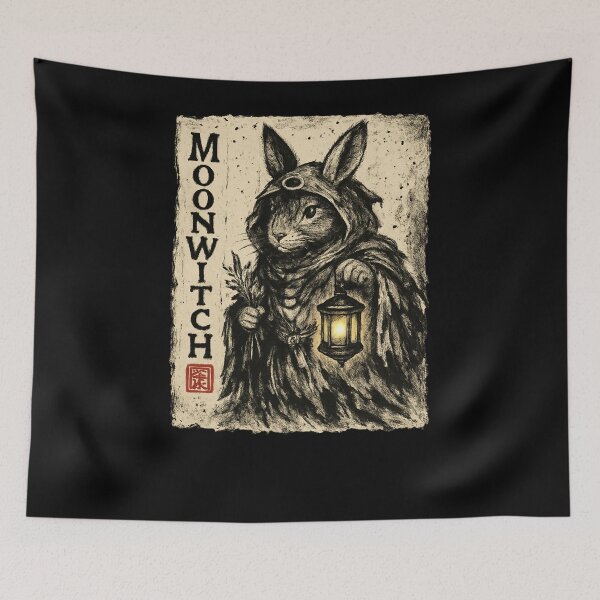 Item preview, Moonwitch Rabbit Lantern Vintage Ink Art designed and sold by SiarheiYur.