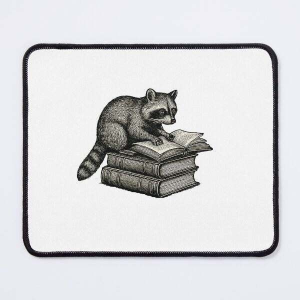 Item preview, Curious Raccoon Reading Books Vintage Sketch designed and sold by SiarheiYur.