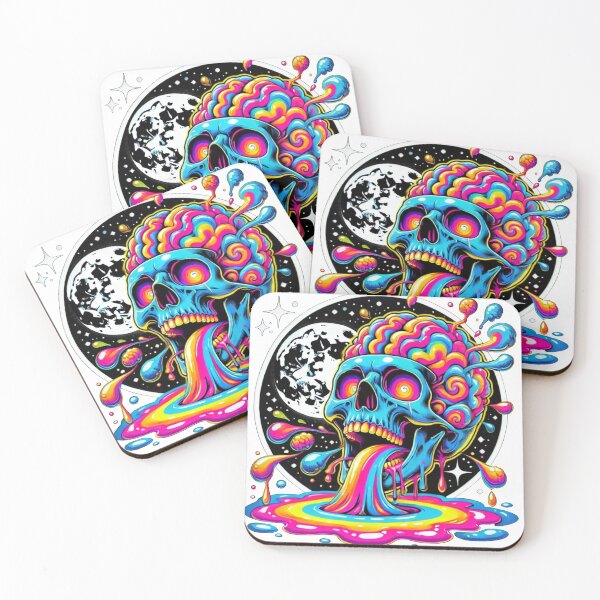 Item preview, Psychedelic Colourful Skull Trippy Moon Art designed and sold by InkNovaLab.