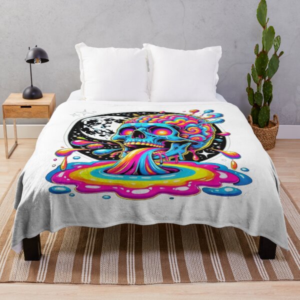 Item preview, Psychedelic Colourful Skull Trippy Moon Art designed and sold by InkNovaLab.