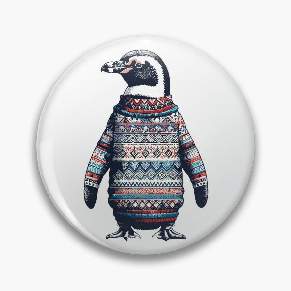 Item preview, Cute Penguin Wearing Colorful Winter Sweater Festive Art designed and sold by RamyGallery.