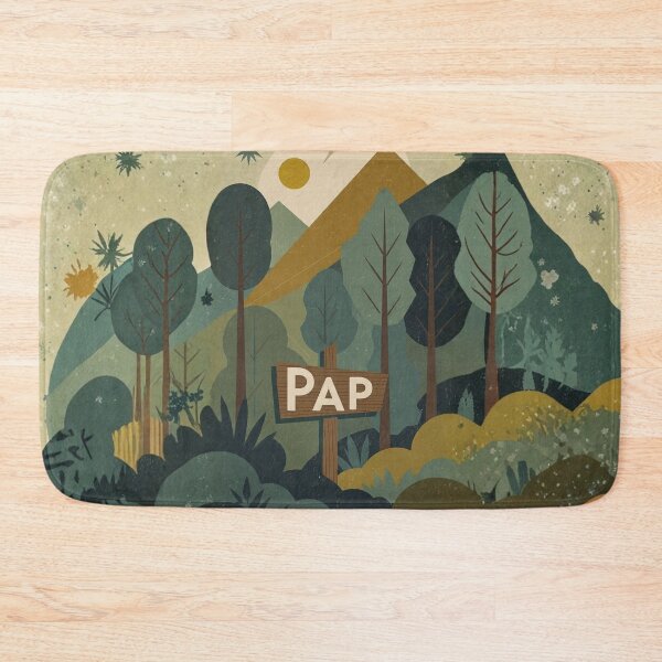 Item preview, Forest landscape with mountain sign reading PAP designed and sold by Rue Market.