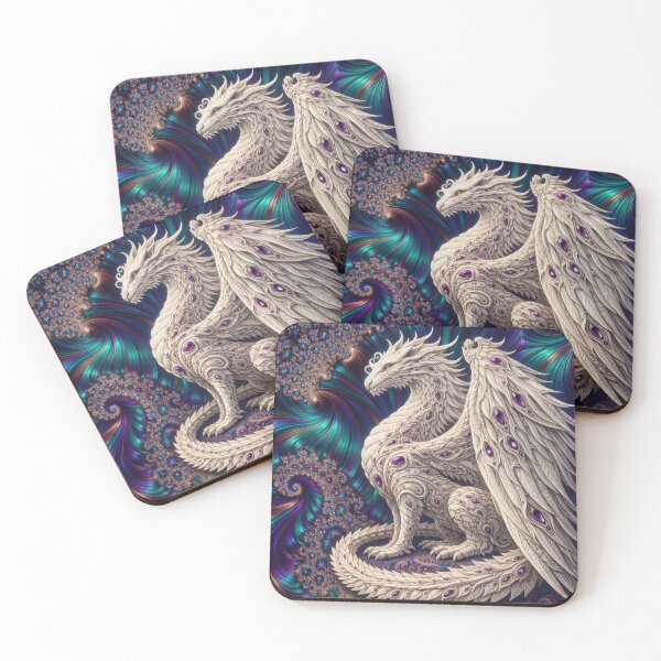 Item preview, Lab Visions 066: White Psychedelic Dragon with Fractal Background designed and sold by The Psychedelic Anarchist.