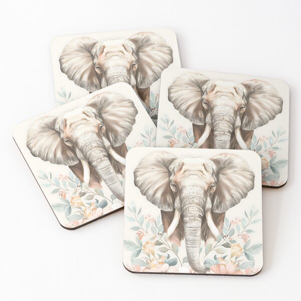 Item preview, Floral Elephant Design, Boho Safari Animal Art, Soft Neutral Botanical Elephant, Aesthetic Nature Illustration designed and sold by innerfaith.