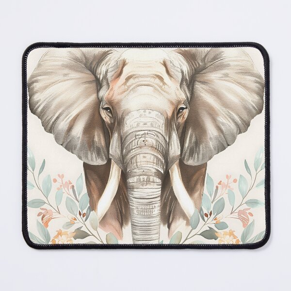 Item preview, Floral Elephant Design, Boho Safari Animal Art, Soft Neutral Botanical Elephant, Aesthetic Nature Illustration designed and sold by innerfaith.