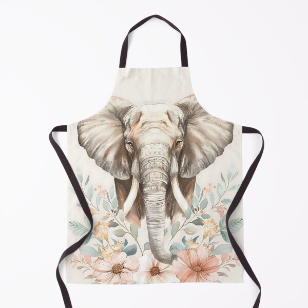Artikelvorschau, Elefantenmotiv mit Blumenmuster, Boho-Safari-Tierkunst, sanft-neutraler botanischer Elefant, ästhetische Naturillustration entworfen und verkauft von innerfaith.