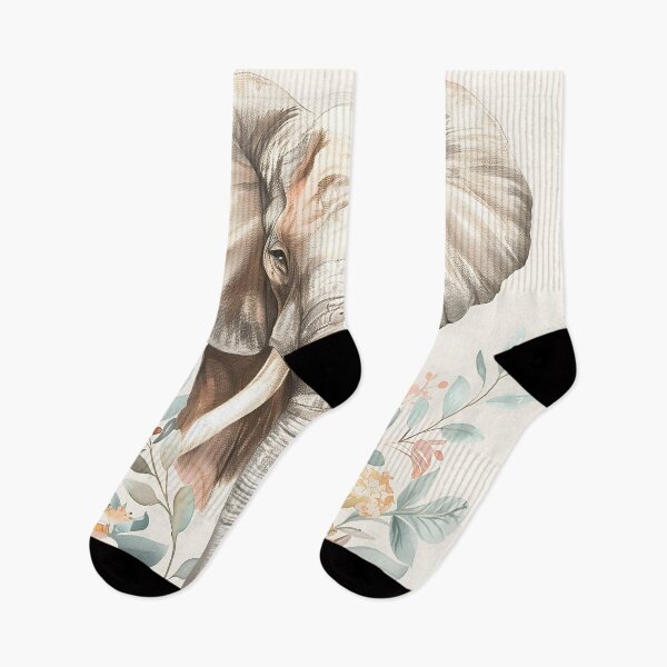 Item preview, Floral Elephant Design, Boho Safari Animal Art, Soft Neutral Botanical Elephant, Aesthetic Nature Illustration designed and sold by InnerFaith.