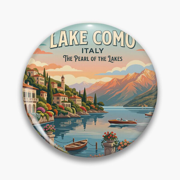 Item preview, Lake Como Sunset Riviera – Vintage Italian Travel Poster designed and sold by andres felipe  Guevara Rincon.