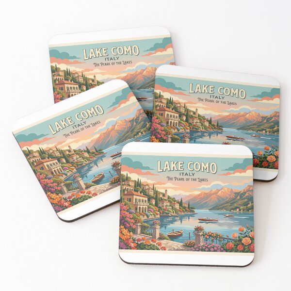 Item preview, Lake Como Sunset Riviera – Vintage Italian Travel Poster designed and sold by andres felipe  Guevara Rincon.