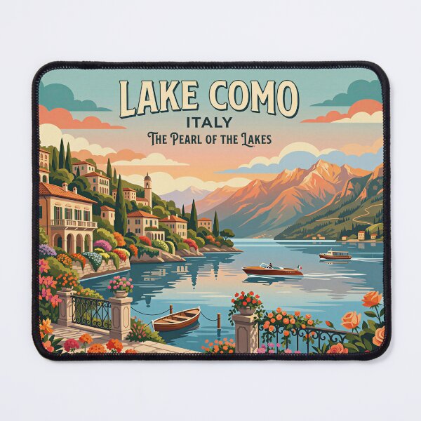 Item preview, Lake Como Sunset Riviera – Vintage Italian Travel Poster designed and sold by andres felipe  Guevara Rincon.