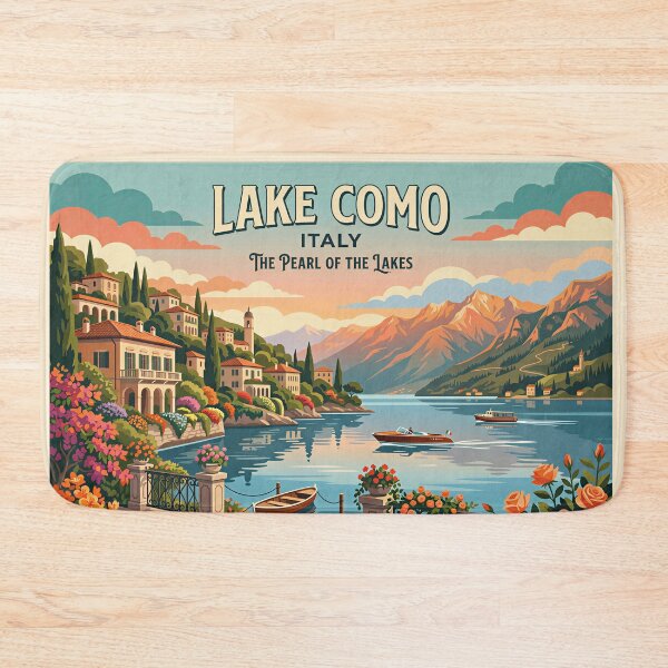 Item preview, Lake Como Sunset Riviera – Vintage Italian Travel Poster designed and sold by andres felipe  Guevara Rincon.