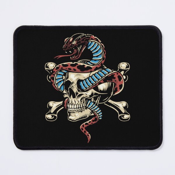 Item preview, Coiled Snake Around Skull Crossbones Gothic Art designed and sold by RamyGallery.