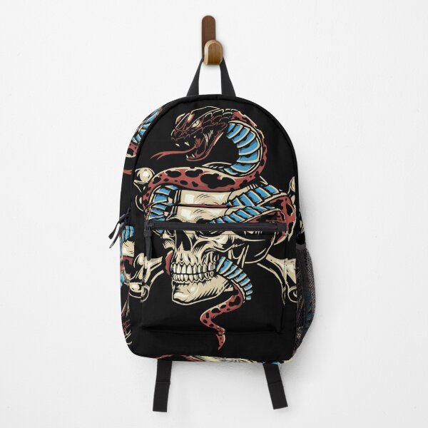 Item preview, Coiled Snake Around Skull Crossbones Gothic Art designed and sold by RamyGallery.