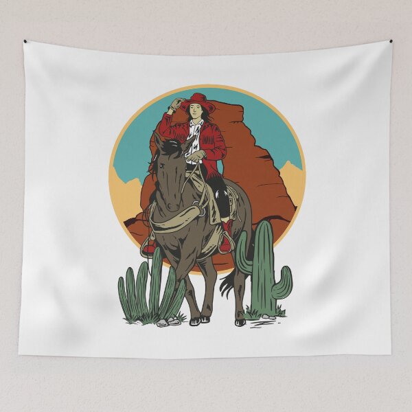 Item preview, Cowgirl Riding Horse Desert Landscape designed and sold by yuki-hana.