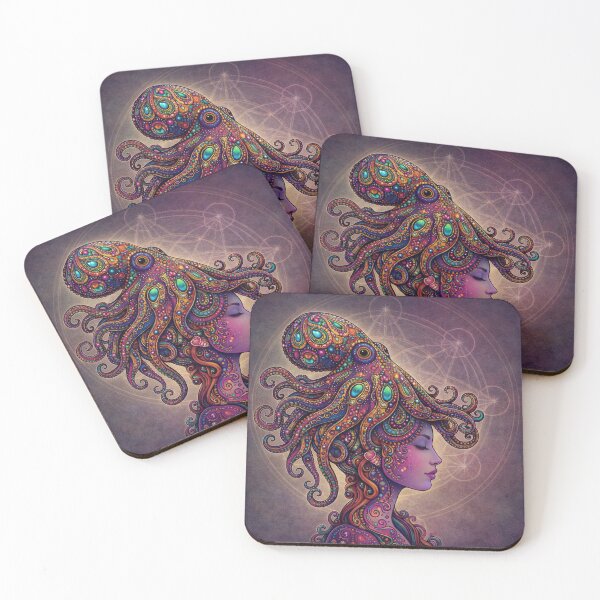 Item preview, Lab Visions 068: Psychedelic Octopus Crown Visionary Portrait Art designed and sold by The Psychedelic Anarchist.
