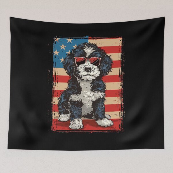 Item preview, Funny Bernedoodle 4th July USA Flag America Mom Dad Kids designed and sold by rafaeltto.