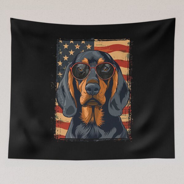 Item preview, Funny Black and Tan Coonhound 4th July USA Flag America Mom Dad Kids designed and sold by rafaeltto.