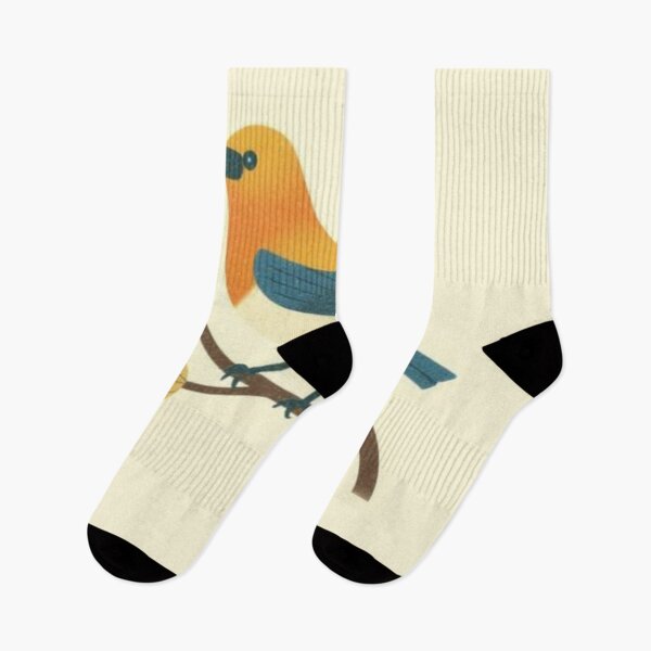 Item preview, Little orange and blue bird illustration on branch designed and sold by Rue Market.