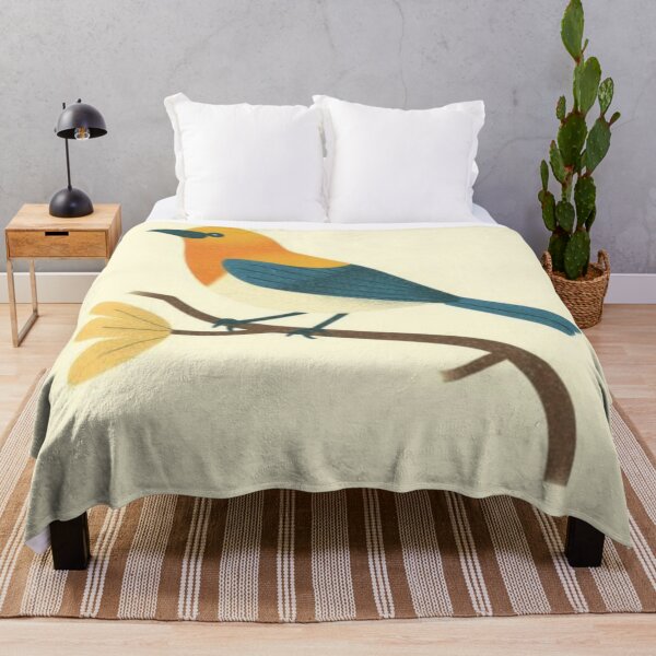 Item preview, Little orange and blue bird illustration on branch designed and sold by Rue Market.