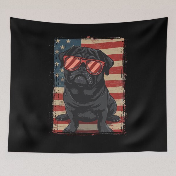 Item preview, Funny Black Pug 4th July USA Flag America Mom Dad Kids designed and sold by rafaeltto.