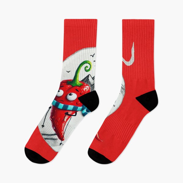 Item preview, Cute Chili Pepper Skiing Mountain Winter Art designed and sold by InkNovaLab.