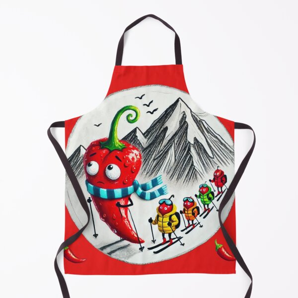 Item preview, Cute Chili Pepper Skiing Mountain Winter Art designed and sold by InkNovaLab.