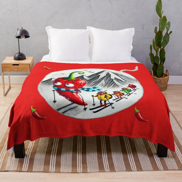 Item preview, Cute Chili Pepper Skiing Mountain Winter Art designed and sold by InkNovaLab.