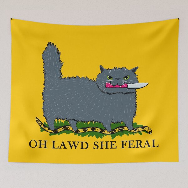 Item preview, Oh Lawd She Feral Grey Cat designed and sold by KilkennyCat Art.
