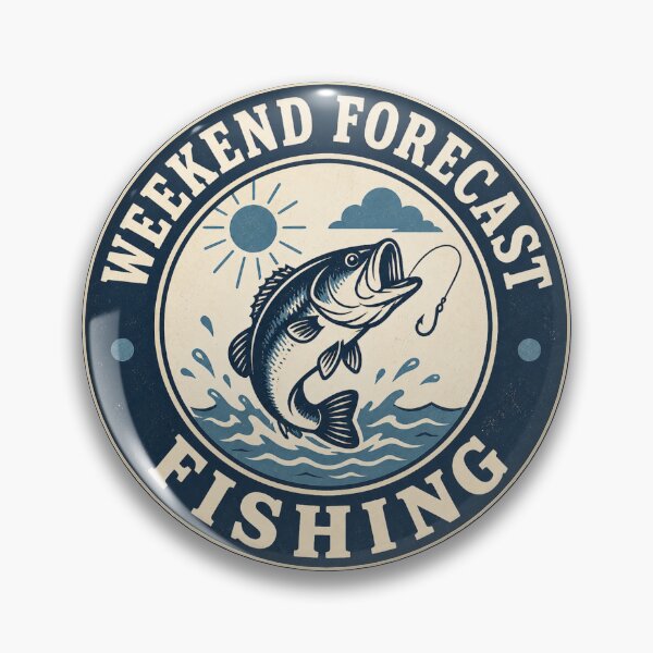 Item preview, Weekend Forecast Fishing Vintage Badge designed and sold by EastEndTownie.
