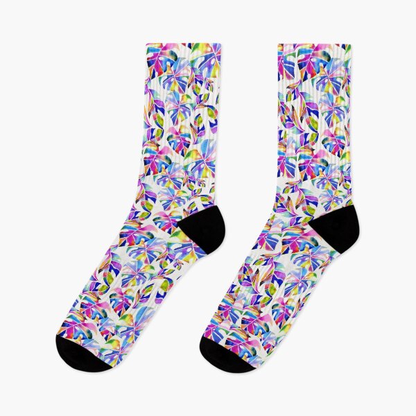 Item preview, Vibrant Watercolor Tropical Leaves – Rainbow Monstera Pattern (S) designed and sold by Piret Victoria Ribas.