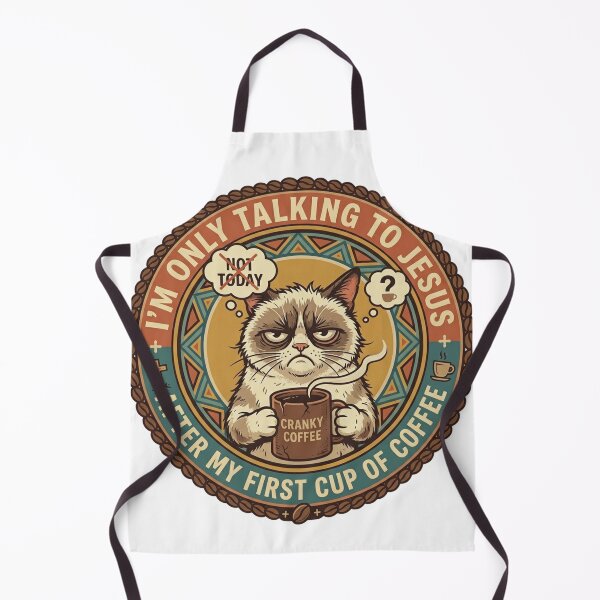 Item preview, Funny Grumpy Cat Coffee Badge - Talking to Jesus Today Retro Graphic designed and sold by Wear Sculpt.
