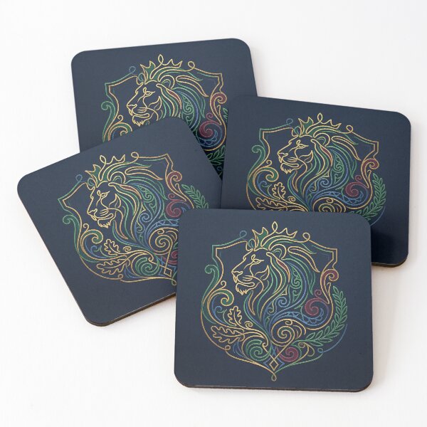 Item preview, Neon Lion Crest Heraldic Line Art designed and sold by PixorStudio.