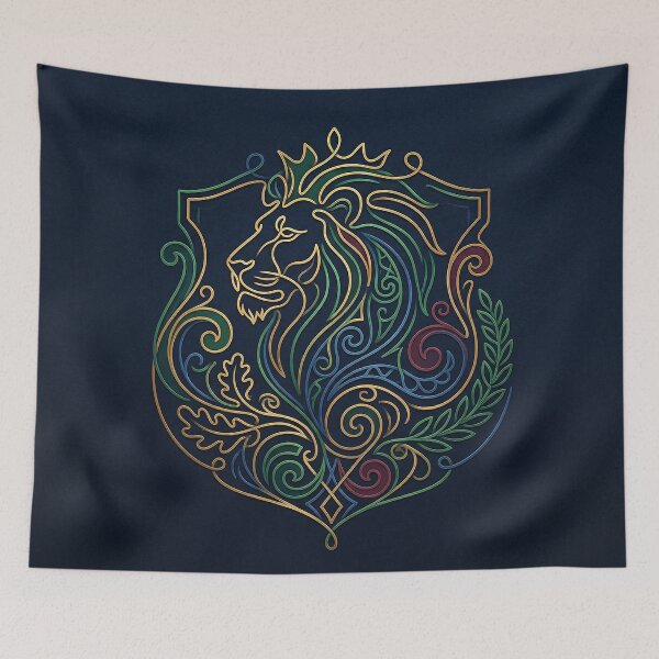 Item preview, Neon Lion Crest Heraldic Line Art designed and sold by PixorStudio.