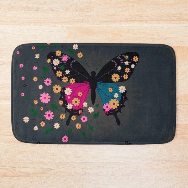 Item preview, Bold Charcoal Magenta & Teal Floral Butterfly designed and sold by joycrysstudio.