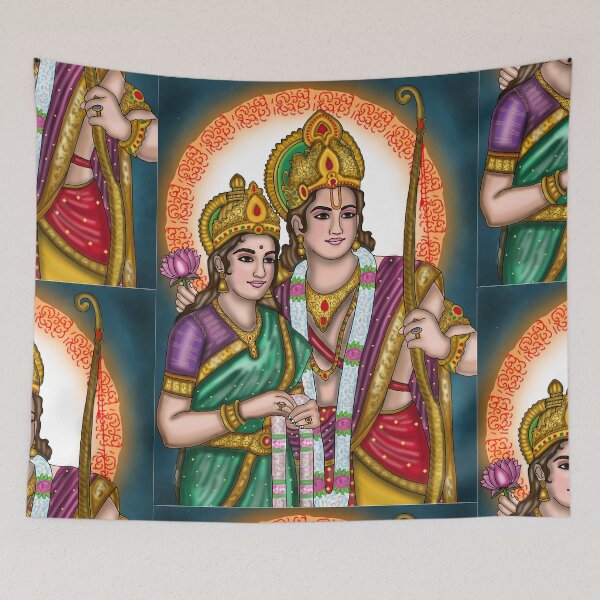Item preview, Ram Sita Mythological Artwork – Hindu Spiritual Love Art Design designed and sold by Harshit_Digital_Arts.