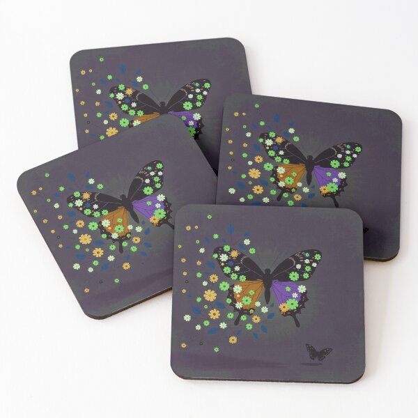 Item preview, Mystical Dark Purple & Amber Floral Butterfly designed and sold by joycrysstudio.