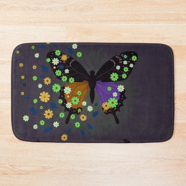 Item preview, Mystical Dark Purple & Amber Floral Butterfly designed and sold by joycrysstudio.