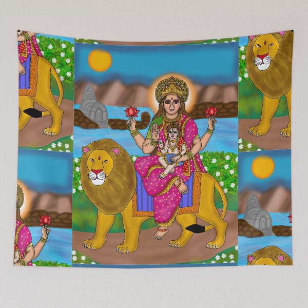 Item preview, Goddess Skandamata Artwork – Navdurga Divine Mother Illustration designed and sold by Harshit_Digital_Arts.
