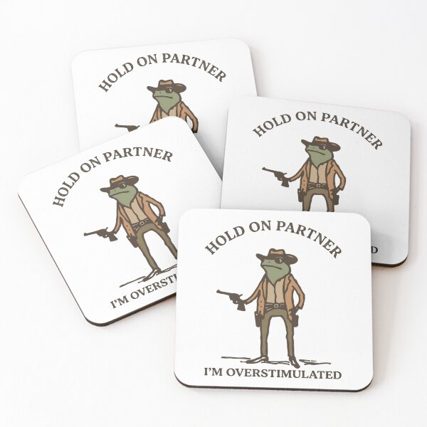 Item preview, Funny Frog Cowboy Hold On Partner I’m Overstimulated T-Shirt – Retro Western Sarcastic Humor designed and sold by DIRTYSKETCHH.